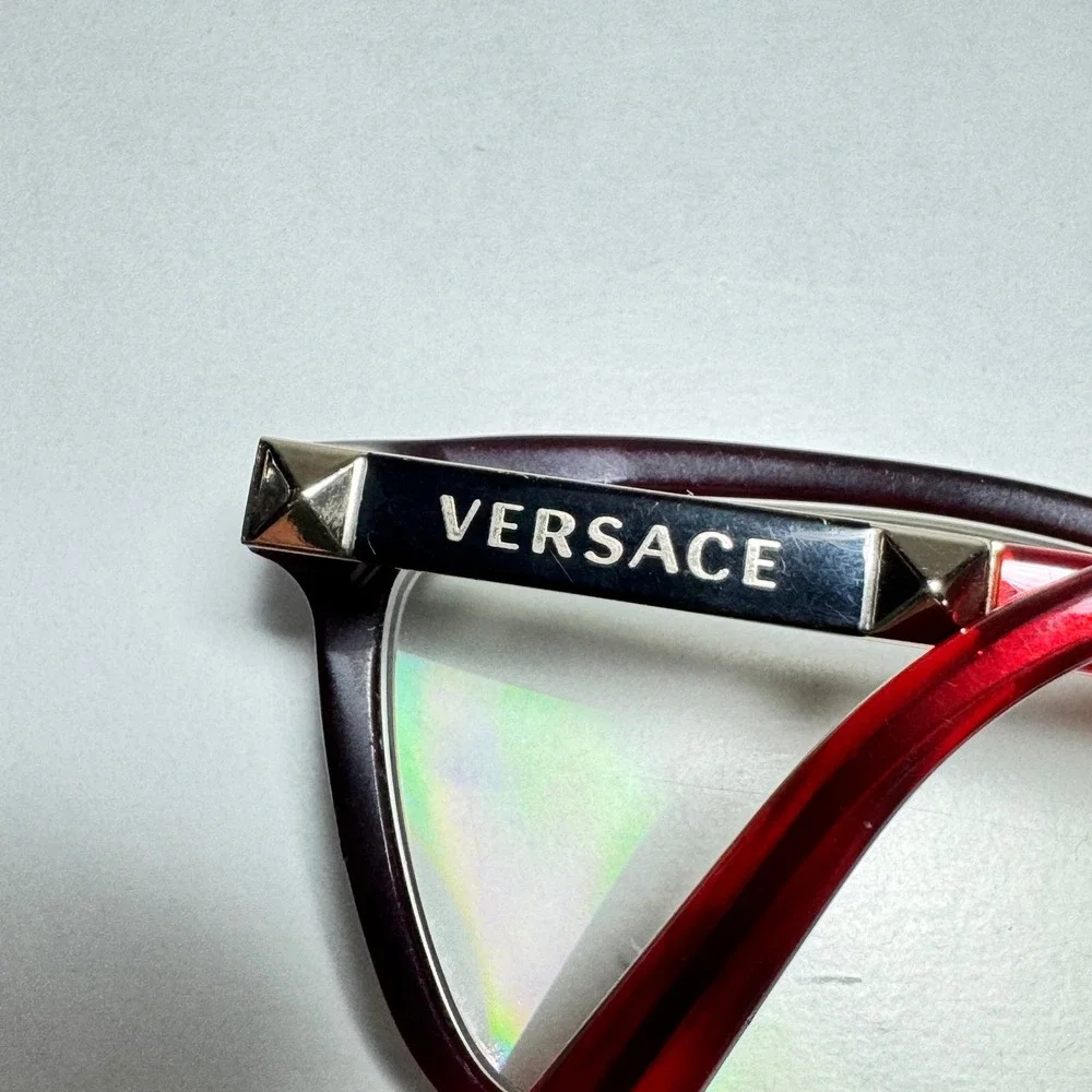 Versace Dark Red Havana Eyeglasses MOD 3186 5184 54-16-140 Rectangle Frames